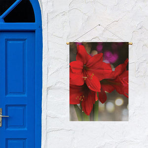 Red Amaryllis Print Garden Flag