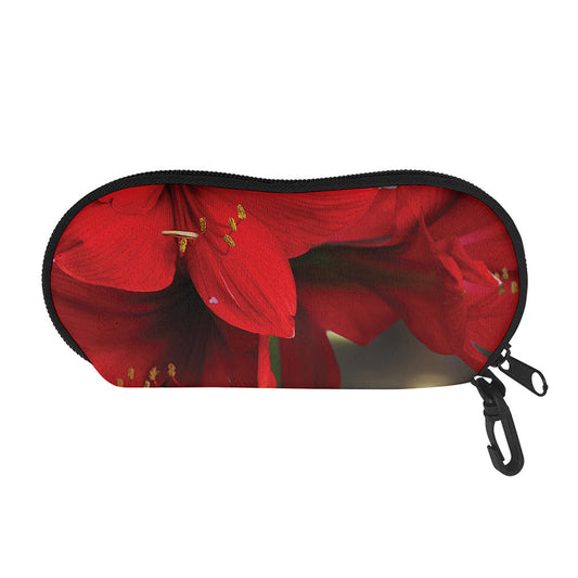 Red Amaryllis Print Glasses Case