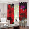 Red Amaryllis Print Grommet Curtains