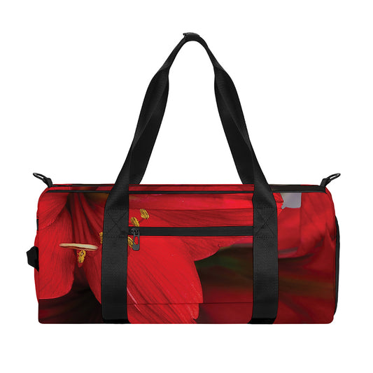 Red Amaryllis Print Gym Bag