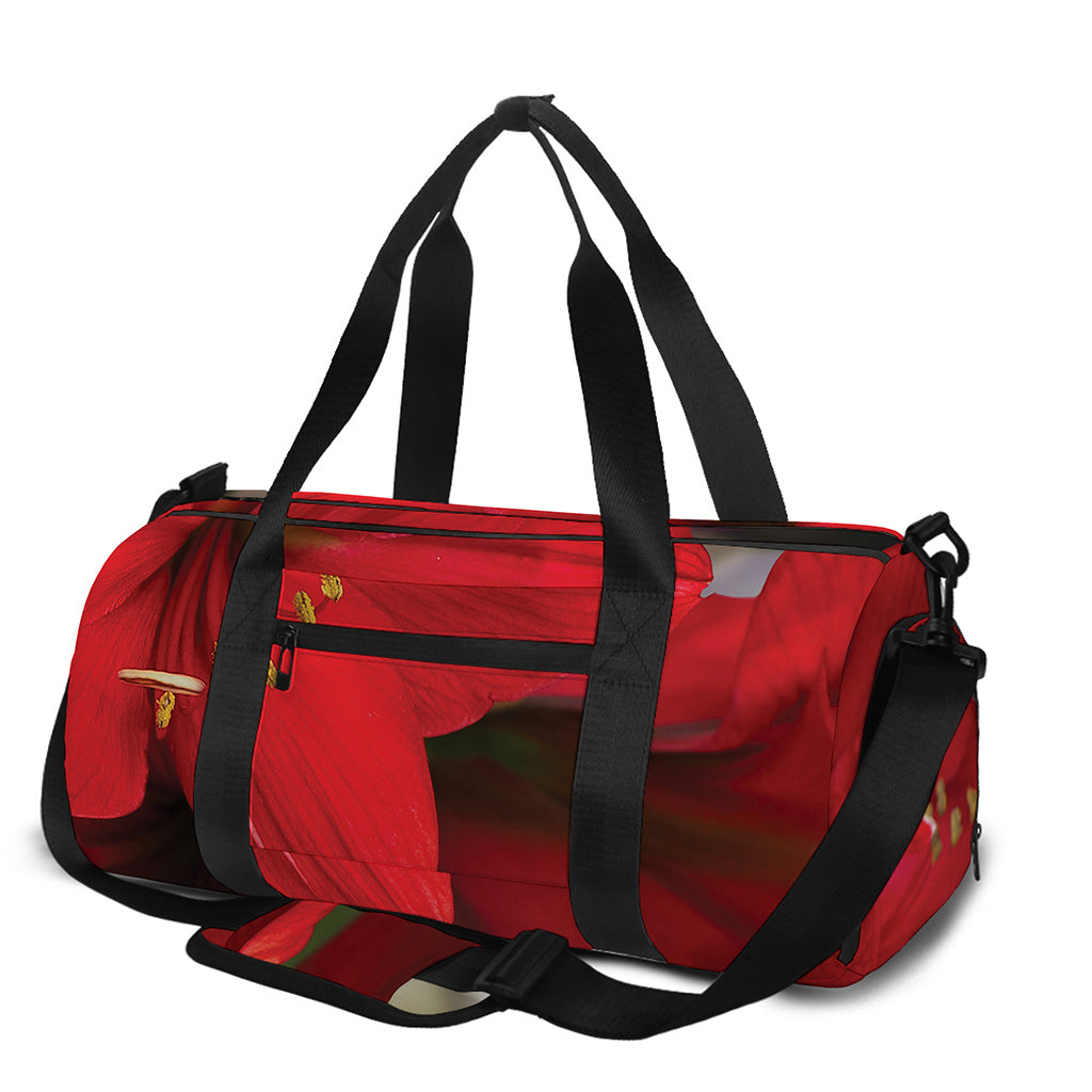 Red Amaryllis Print Gym Bag