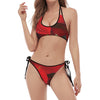 Red Amaryllis Print Halter Scoop Tie Side Bikini