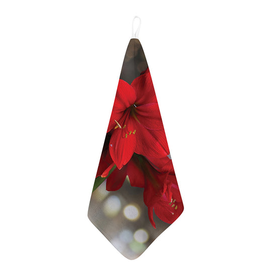 Red Amaryllis Print Hand Towel