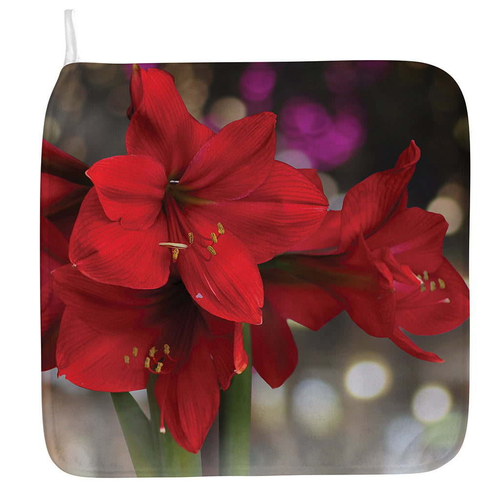 Red Amaryllis Print Hand Towel
