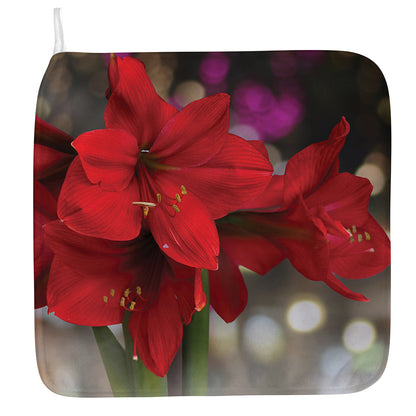 Red Amaryllis Print Hand Towel