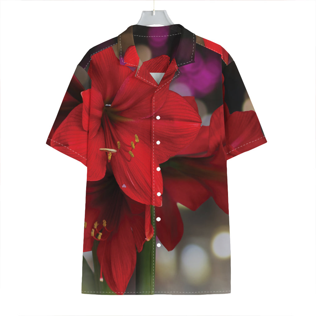 Red Amaryllis Print Hawaiian Shirt