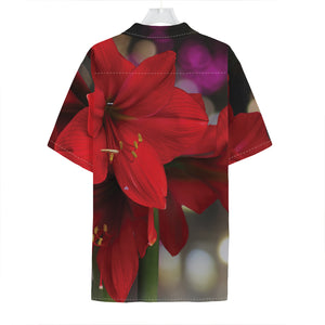 Red Amaryllis Print Hawaiian Shirt