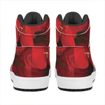 Red Amaryllis Print High Top Leather Sneakers