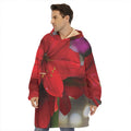 Red Amaryllis Print Hoodie Blanket