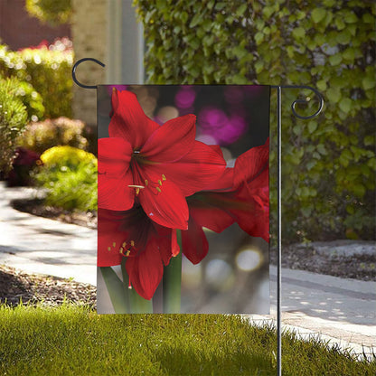Red Amaryllis Print House Flag