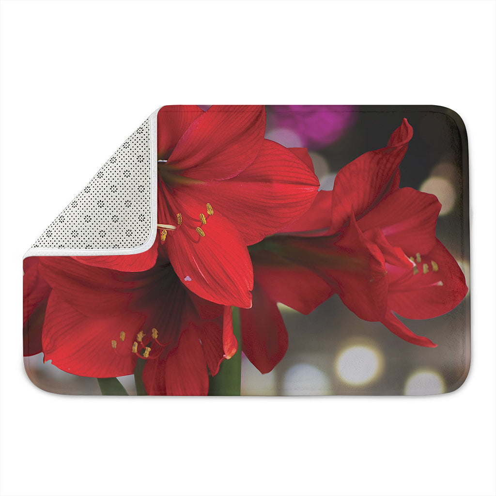 Red Amaryllis Print Indoor Door Mat