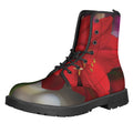 Red Amaryllis Print Lace-Up Boots