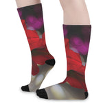 Red Amaryllis Print Long Socks