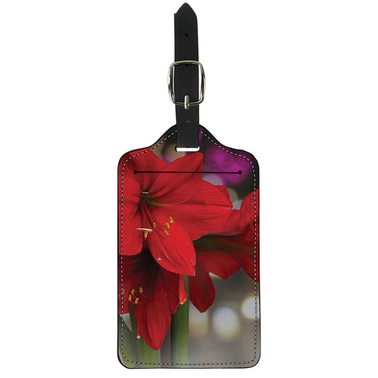 Red Amaryllis Print Luggage Tag