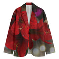 Red Amaryllis Print Men's Blazer