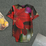 Red Amaryllis Print Men's Bodysuit