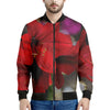 Red Amaryllis Print Men's Bomber Jacket