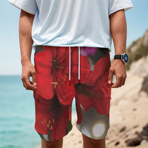 Red Amaryllis Print Men's Cargo Shorts