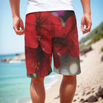 Red Amaryllis Print Men's Cargo Shorts