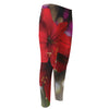 Red Amaryllis Print Men's Compression Pants