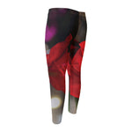 Red Amaryllis Print Men's Compression Pants