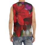 Red Amaryllis Print Men's Fitness Tank Top