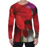 Red Amaryllis Print Men's Long Sleeve T-Shirt