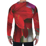 Red Amaryllis Print Men's Long Sleeve T-Shirt