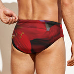 Red Amaryllis Print Men's Swim Briefs