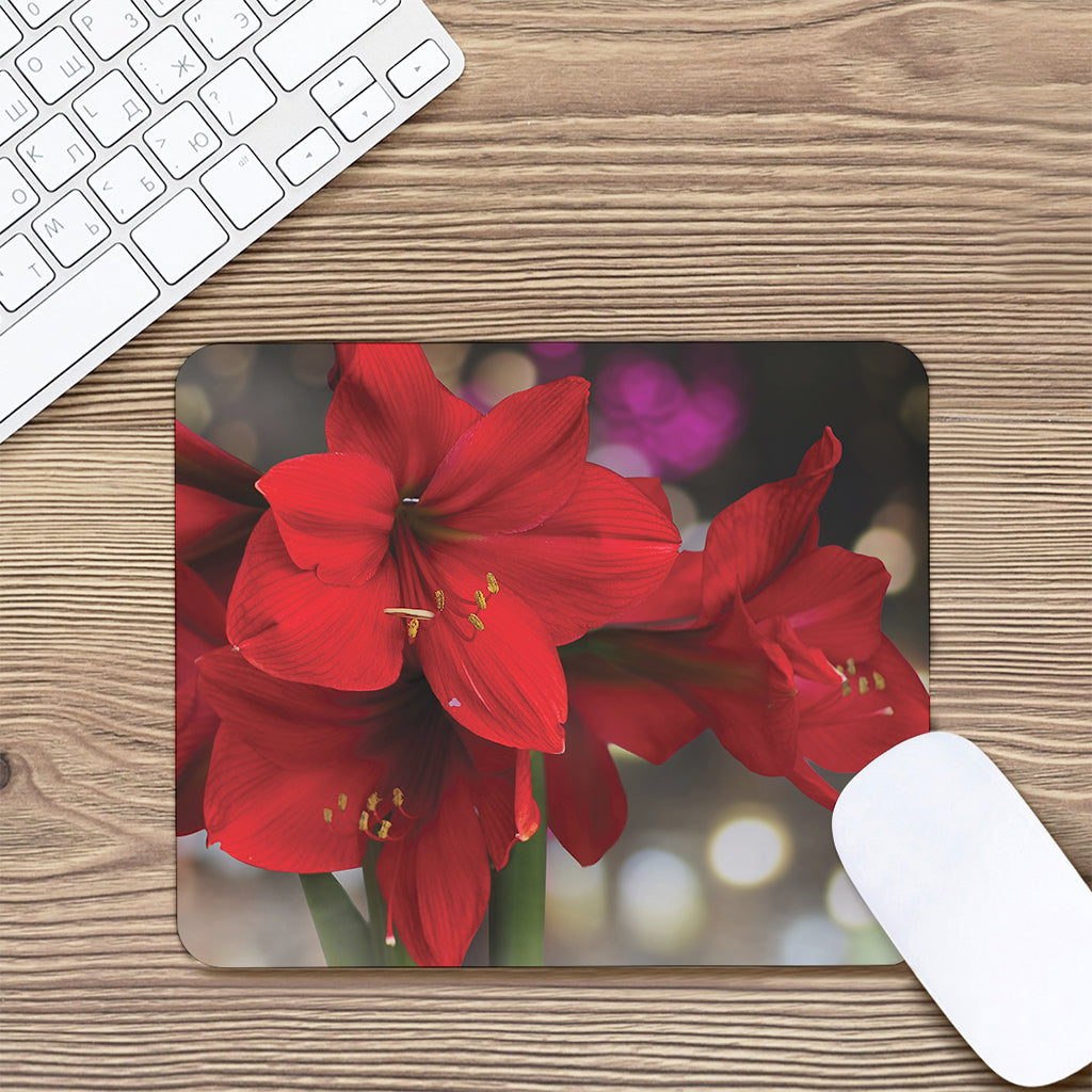 Red Amaryllis Print Mouse Pad