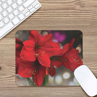 Red Amaryllis Print Mouse Pad