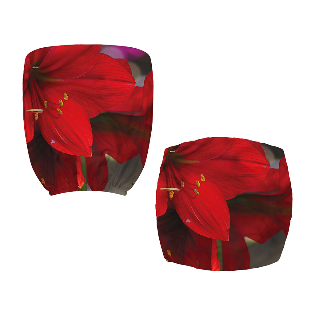 Red Amaryllis Print Office Chair Cover