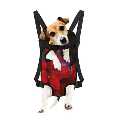 Red Amaryllis Print Pet Carrier Backpack