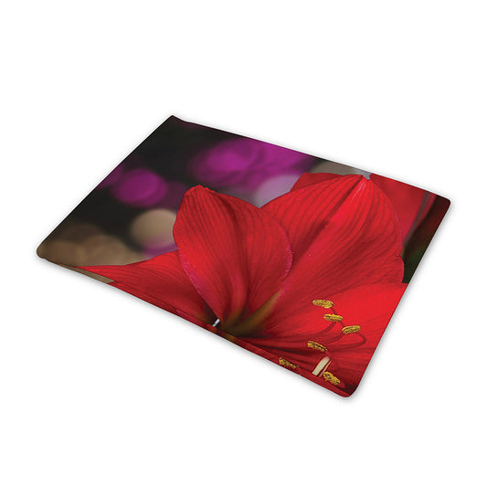 Red Amaryllis Print Pet Cooling Mat Cover