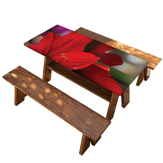 Red Amaryllis Print Picnic Table Cover