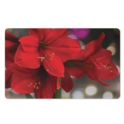 Red Amaryllis Print Polyester Doormat