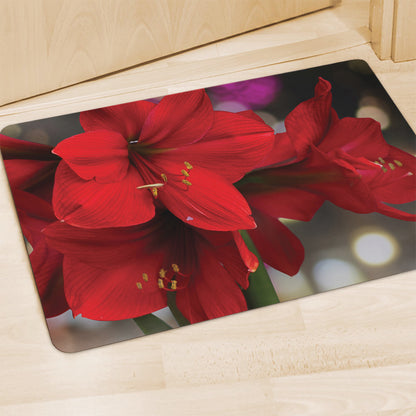 Red Amaryllis Print Polyester Doormat