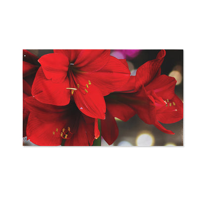 Red Amaryllis Print Polyester Flag