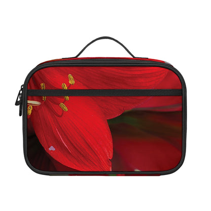 Red Amaryllis Print Portable Lunch Bag