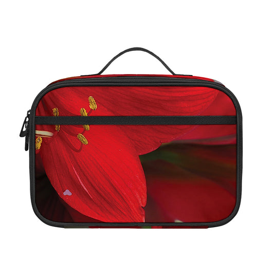 Red Amaryllis Print Portable Lunch Bag