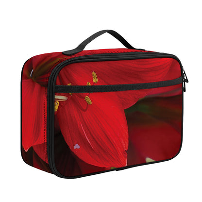 Red Amaryllis Print Portable Lunch Bag