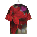 Red Amaryllis Print Rayon Hawaiian Shirt