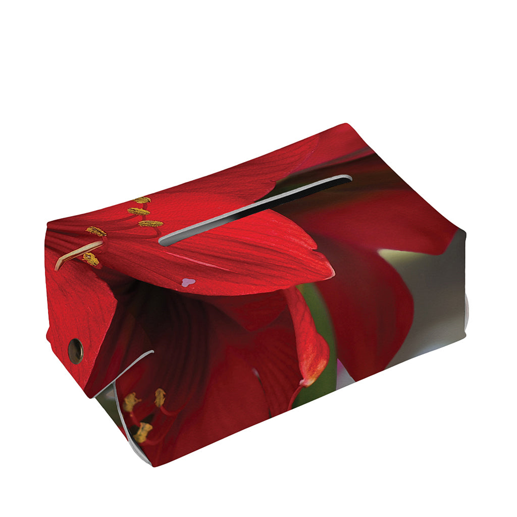 Red Amaryllis Print Rectangle Tissue Box Cover