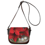 Red Amaryllis Print Saddle Bag