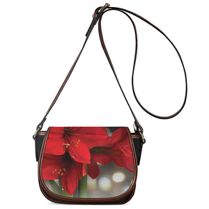 Red Amaryllis Print Saddle Bag