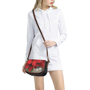 Red Amaryllis Print Saddle Bag