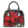 Red Amaryllis Print Shoulder Handbag