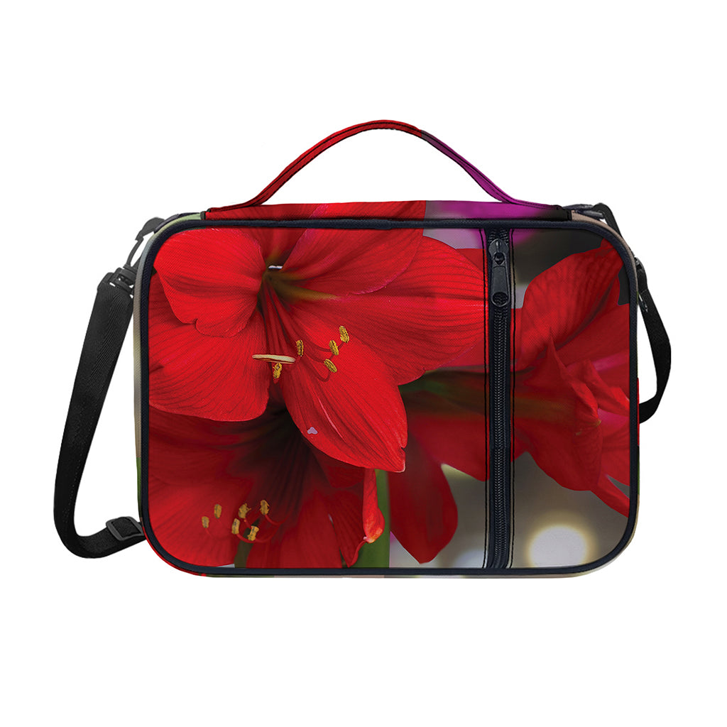 Red Amaryllis Print Shoulder Strap Bible Bag
