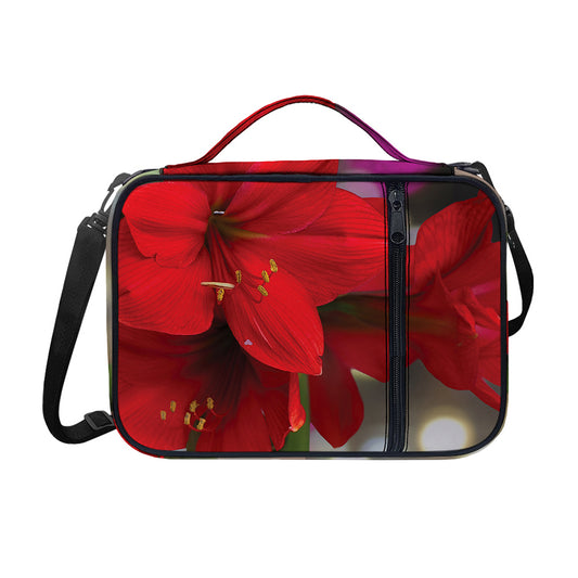 Red Amaryllis Print Shoulder Strap Bible Bag