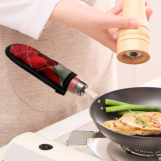 Red Amaryllis Print Skillet Handle Cover